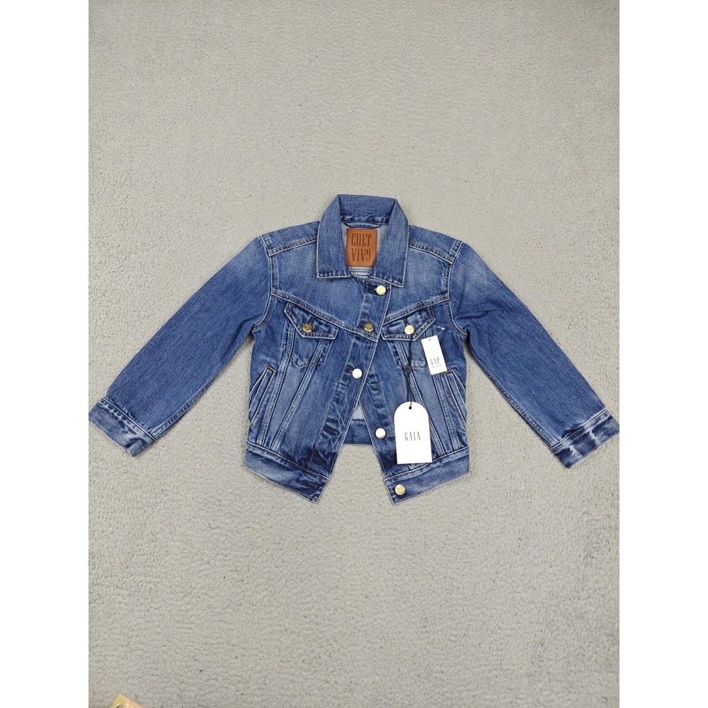 Cult Gaia‎ X Gap Jacket Kids 10 Blue Denim Trucker Button Collared Pockets New